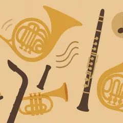 Instrumenty dęte miechowe: flet, klarnet, saksofon i dwa rogi.