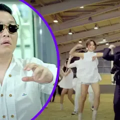 Psy w białej koszuli i w czarnym garniturze, tańczący w rytm "Gangnam Style". Tekst po polsku tego hitu zna każdy!