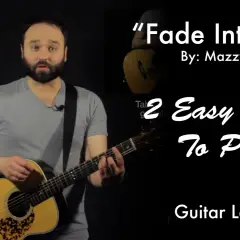 Lekcja gry na gitarze: "Fade Into You" Mazzy Star. Pokazane są akordy i schemat palcowania.