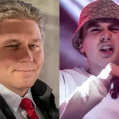 Dwóch mężczyzn: jeden w garniturze, drugi w kapeluszu, jakby tata maty.