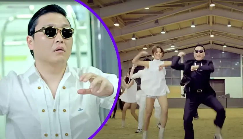 Psy w białej koszuli i w czarnym garniturze, tańczący w rytm "Gangnam Style". Tekst po polsku tego hitu zna każdy!