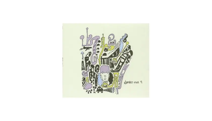 Abstrakcyjny rysunek z napisem "damien rice 9 crimes".